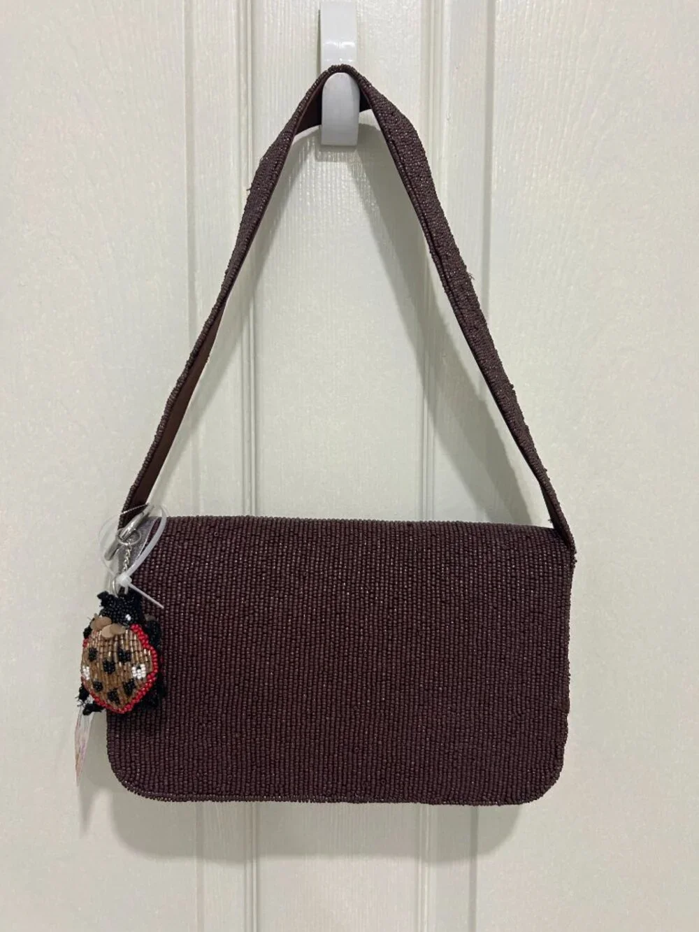 Ladybug Butterfly Beaded Sequin Handbag w Keychain Charm Made in India NWT